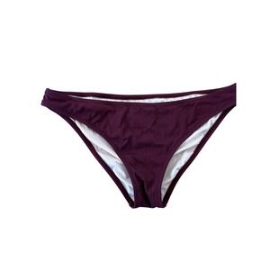 Shade & Shore Burgundy Ribbed One Shoulder Bikini Bottom - L